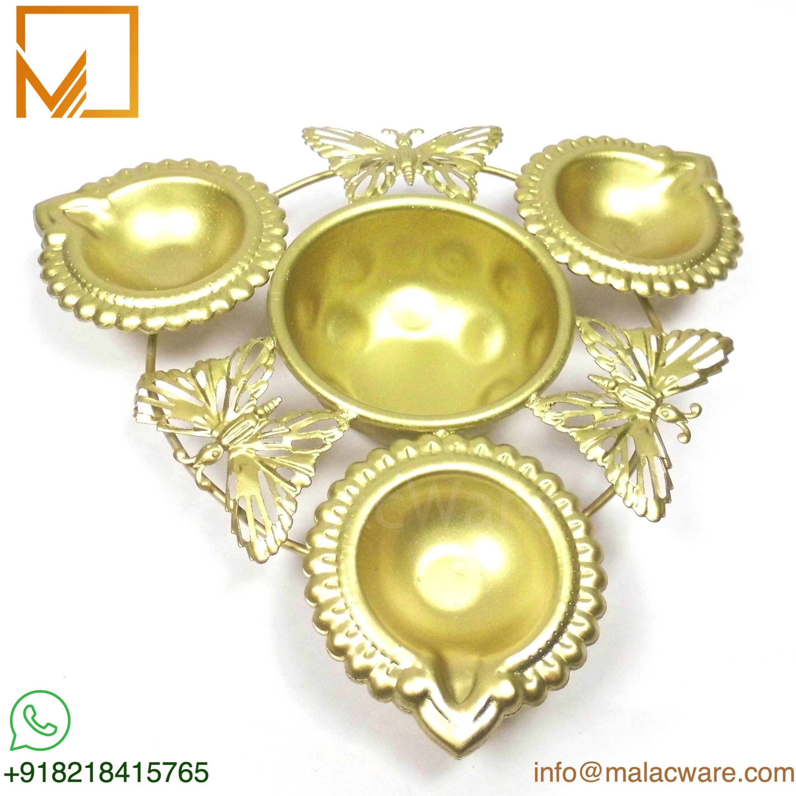Golden Brass Butterfly Diya Urli