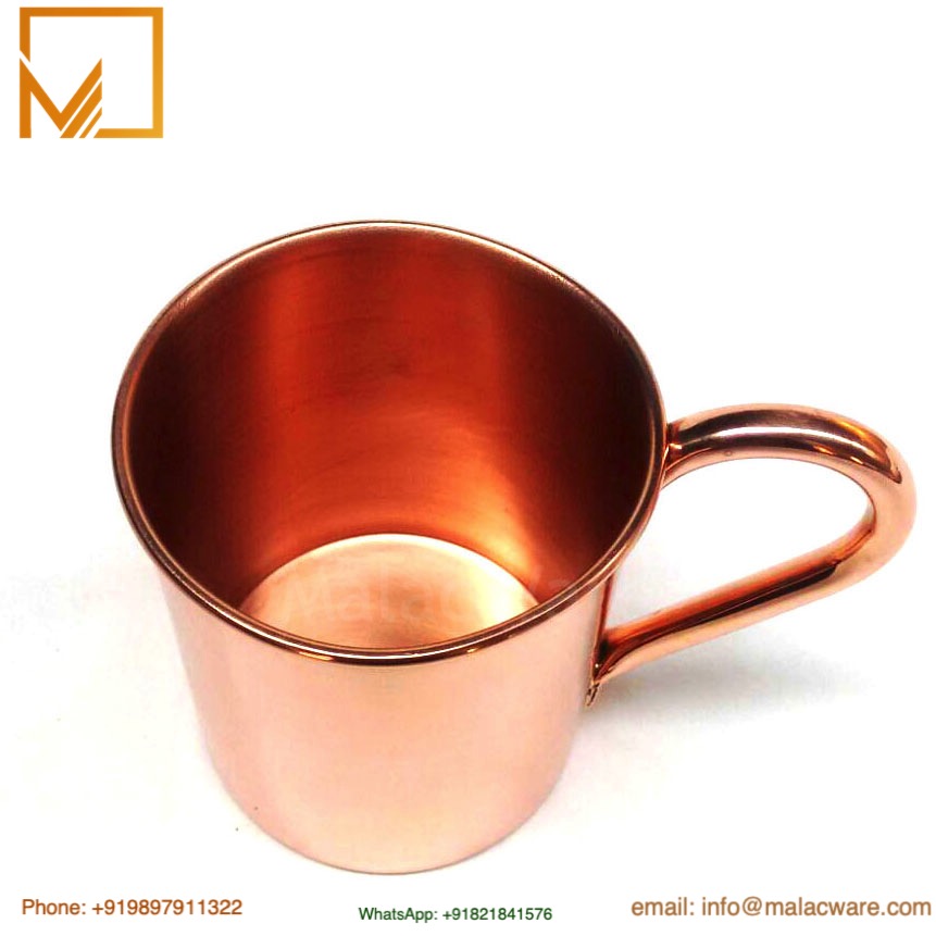 Flat Bottom Pure Copper Mug 300 ml (10 Oz)- Handled Drinkware Mug 3 Flat Bottom Pure Copper Mug 300 ml (10 Oz)- Handled Drinkware Mug - Image 3