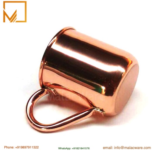 Flat Bottom Pure Copper Mug 250 ml with Handle- Handcrafted Indian Drinkware 1 Flat Bottom Pure Copper Mug 250 ml with Handle
