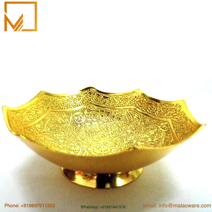 2 Pieces Decorative Bowl & Luxury Gift-Golden Handmade Brass Bowl Set 1 2 Pieces Decorative Bowl & Luxury Gift