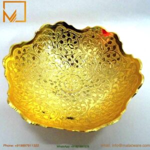 Unique Wave Pattern Golden Brass Bowl