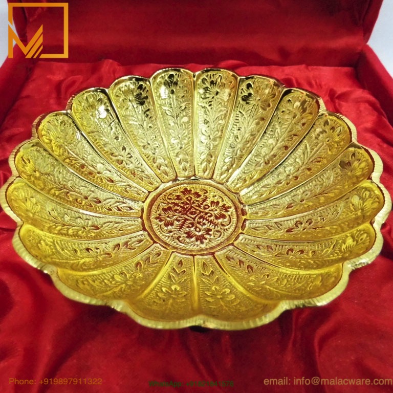 Golden Brass Trinket Bowl- 12 cm Handcrafted Organizer for Jewelry & Keepsakes 1 Golden Brass Trinket Bowl- 12 cm