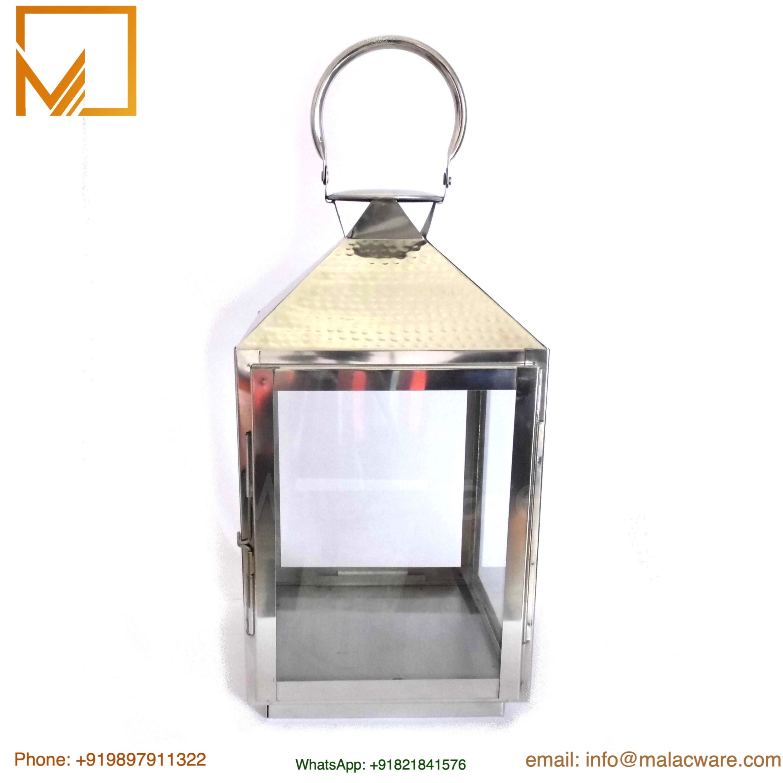Hanging Stainless Steel Decorative Lantern- Silver Finish Square 3 Hanging Stainless Steel Decorative Lantern- Silver Finish Square - Image 3