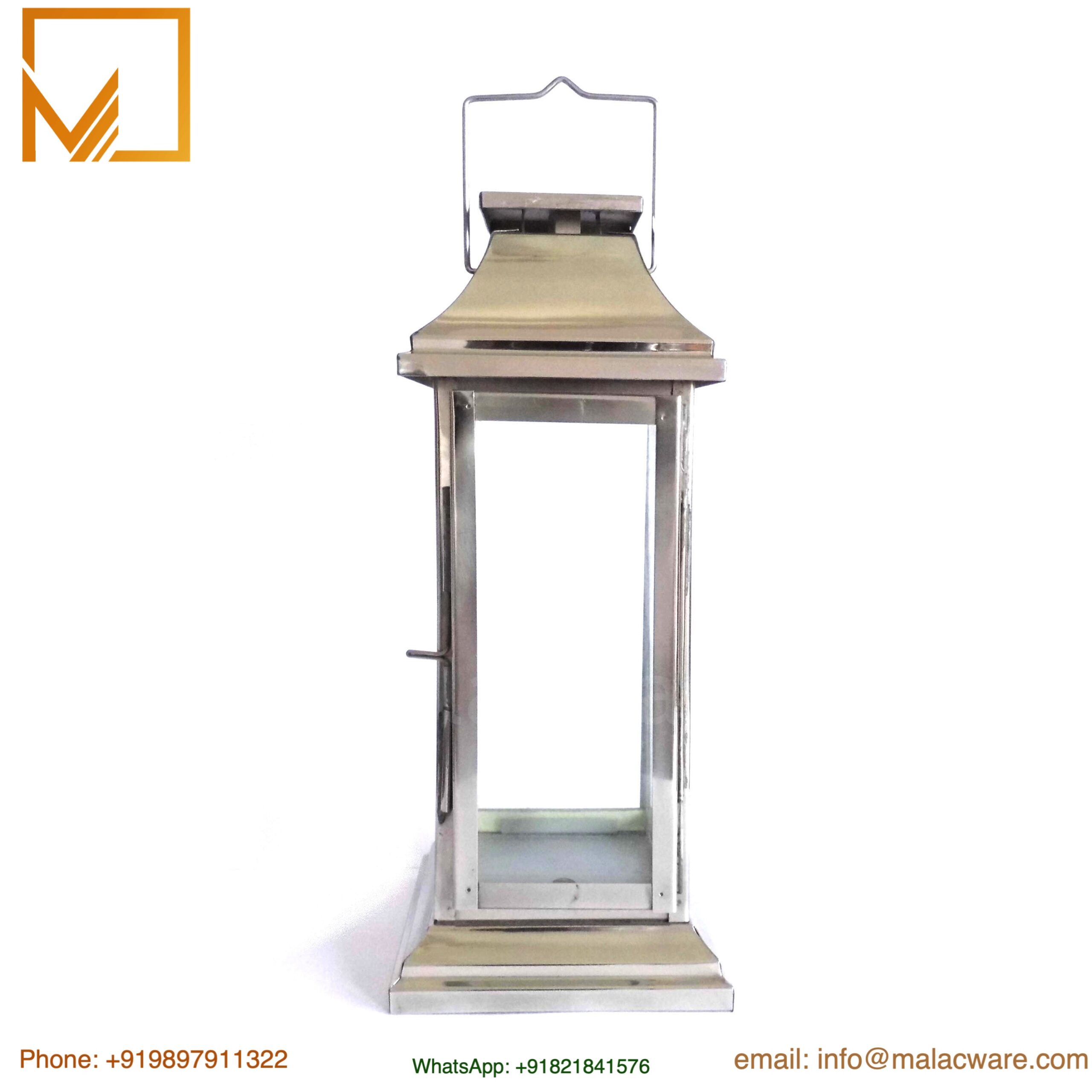 Stainless Steel Lantern with Stepped Footing-Silver Finish Hanging 3 Stainless Steel Lantern with Stepped Footing-Silver Finish Hanging - Image 3