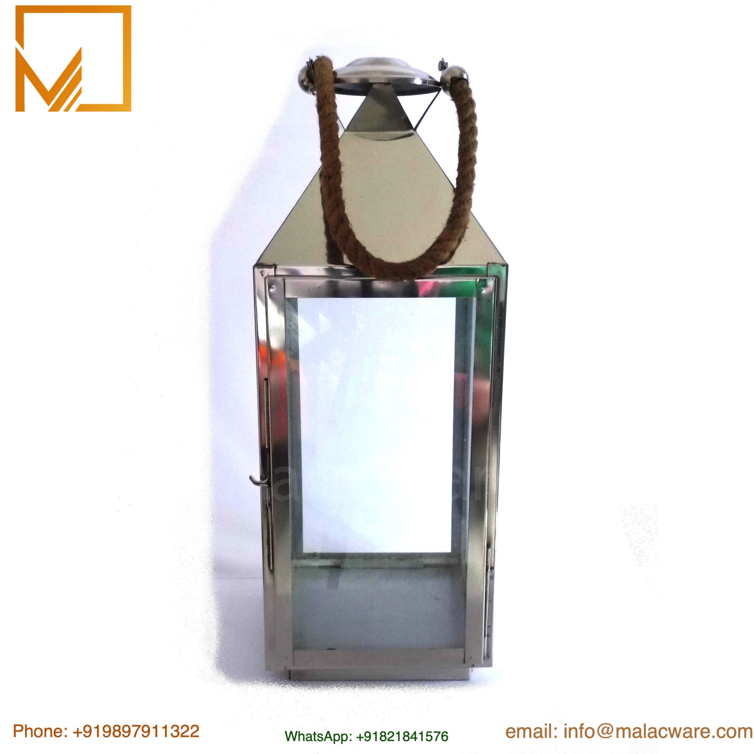 Home 11 Stainless Steel Lantern with Jute Handle