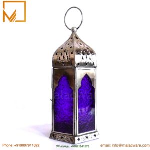 Decorative Lantern with Purple Glass Panels