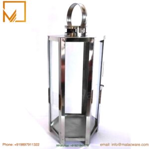 Silver Finish Hexagonal Decorative Lantern