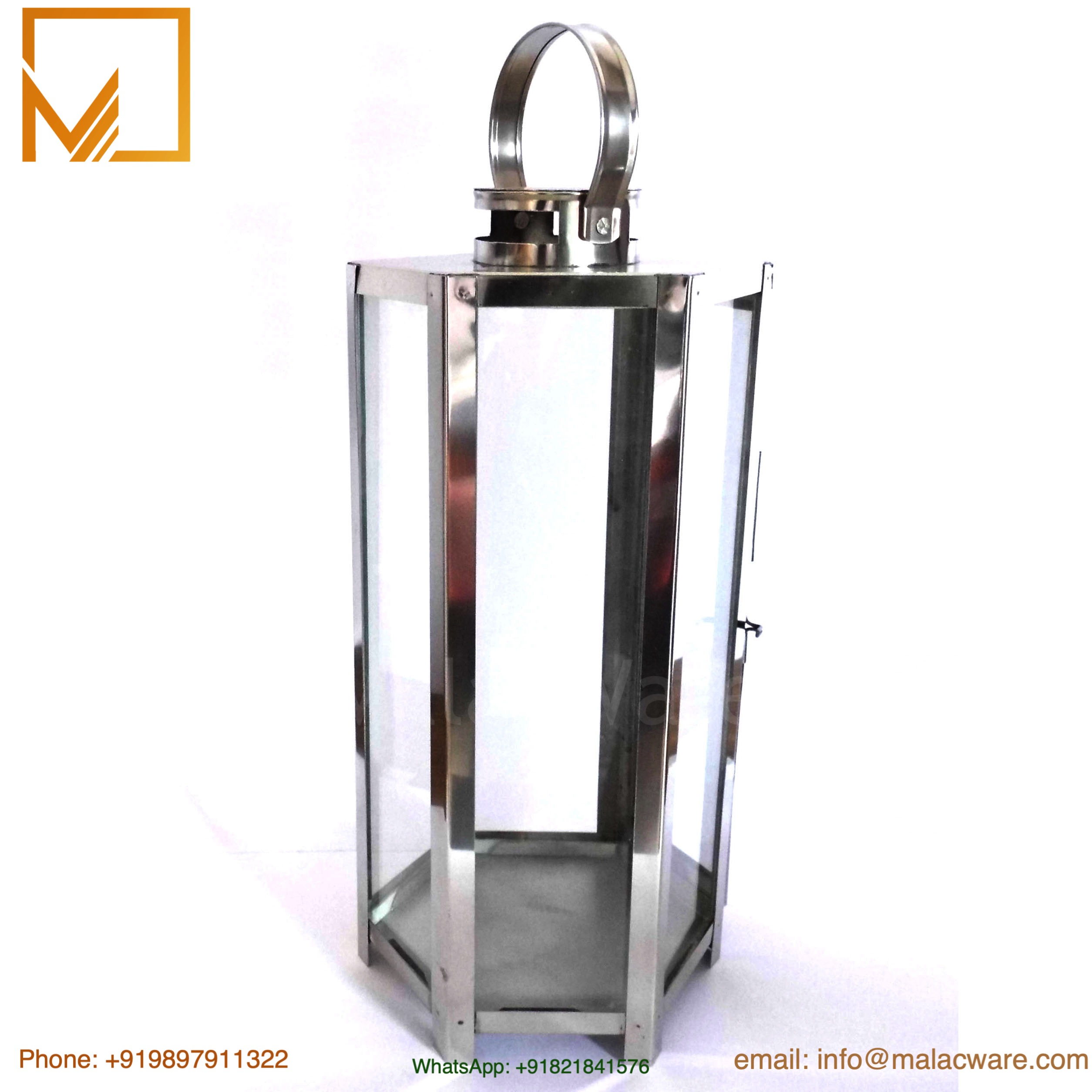 Silver Finish Hexagonal Decorative Lantern