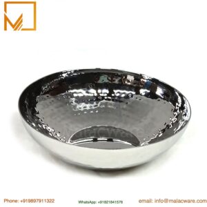 Hammered Stainless Steel Halwa Serving Bowl