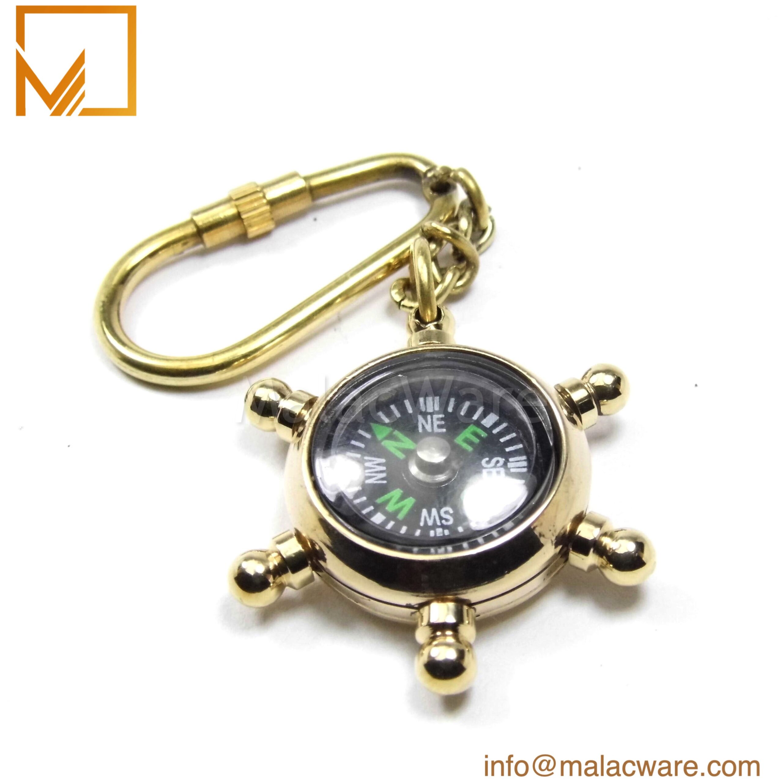 Luxury Brass Nautical Helm Compass Keyring – Marine Gift Accessory 1 Luxury Brass Nautical Helm Compass Keyring