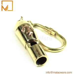 Luxury 11 cm Golden Brass Whistle Keychain