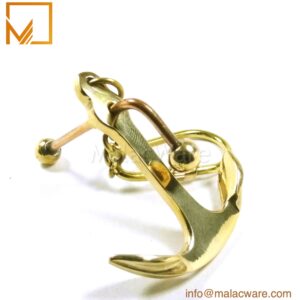 Luxury Brass Nautical Anchor Keychain