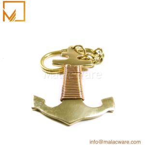 11 cm Brass Anchor Keychain with Copper Wrap