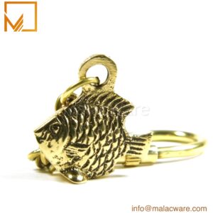 Brass Ocean Charm Fish Keychain