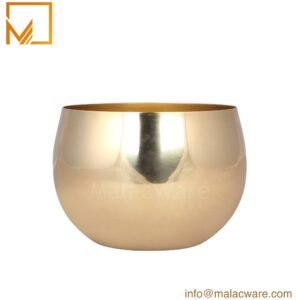 M150014-GD gloss gold curve base bowl candle jar for 550 g wax, 12 x 8.6 cm