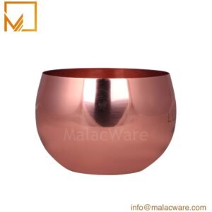 M150015-RG gloss rose gold curve base bowl candle jar for 750 g wax, 13 x 9.5 cm