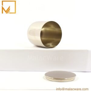M150022-SV polished stainless steel U-shape candle jar for 240 g wax, 7 x 8.9 cm