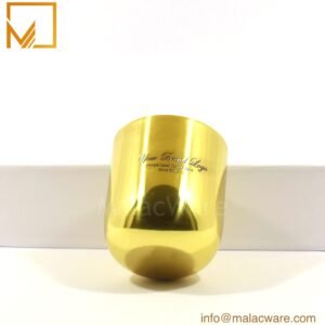 M150023-GD gloss gold U-shape candle jar for 300 g wax, 8 x 9 cm