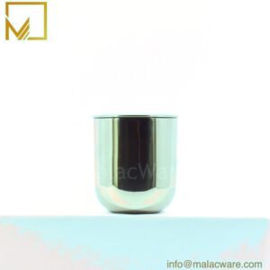 M150023-SV polished stainless steel U-shape candle jar for 300 g wax, 8 x 9 cm