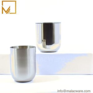 M150024-SV polished stainless steel tall U-shape candle jar for 350 g wax, 8 x 10.8 cm