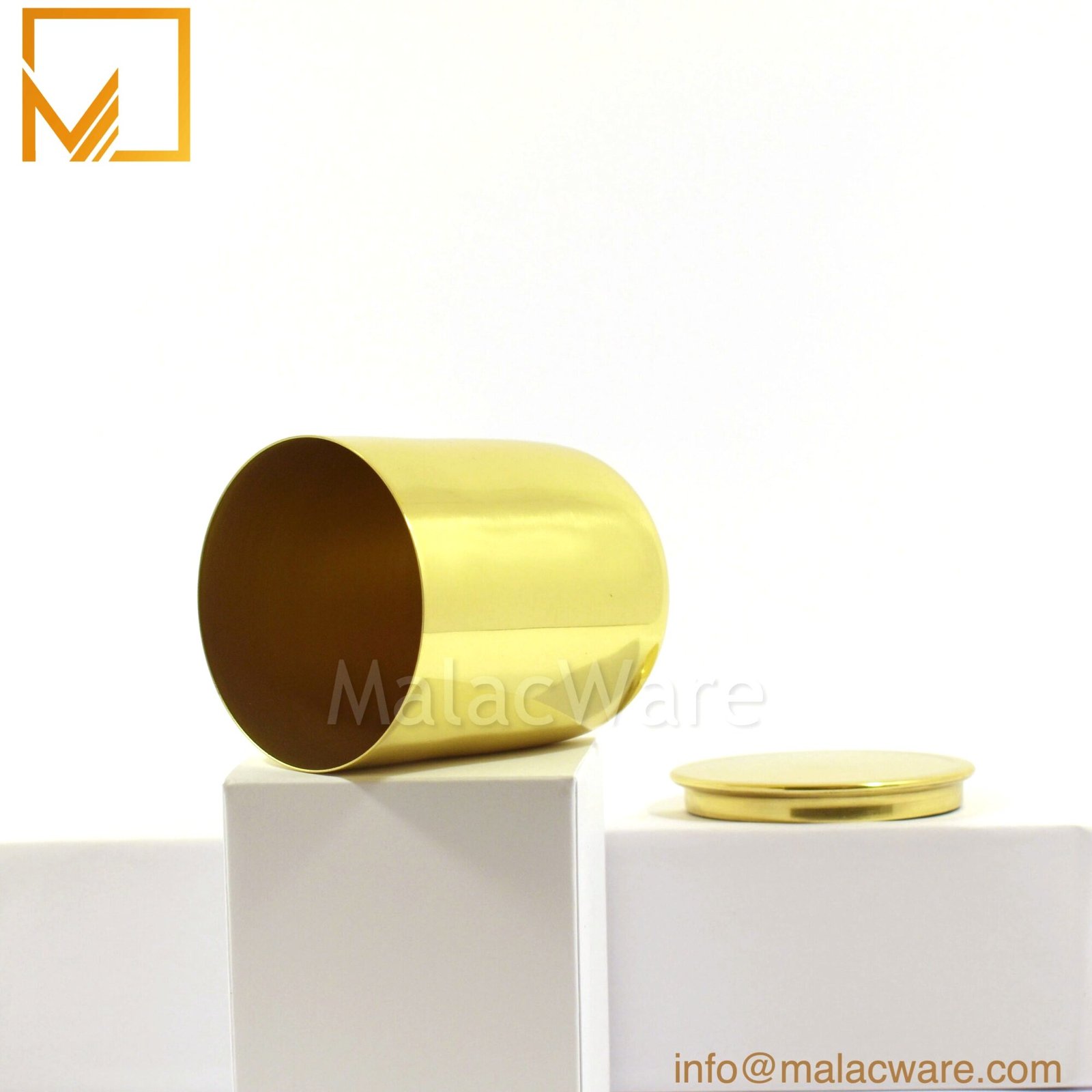 Gloss Gold Round Base Candle Jar for 260 g Wax (9.2 oz) 2 M150034-GD gloss gold round base candle jar for 260 g wax, 7 x 8.3 cm, view 2