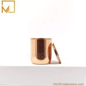 M150034-RG gloss rose gold round base candle jar for 260 g wax, 7 x 8.3 cm