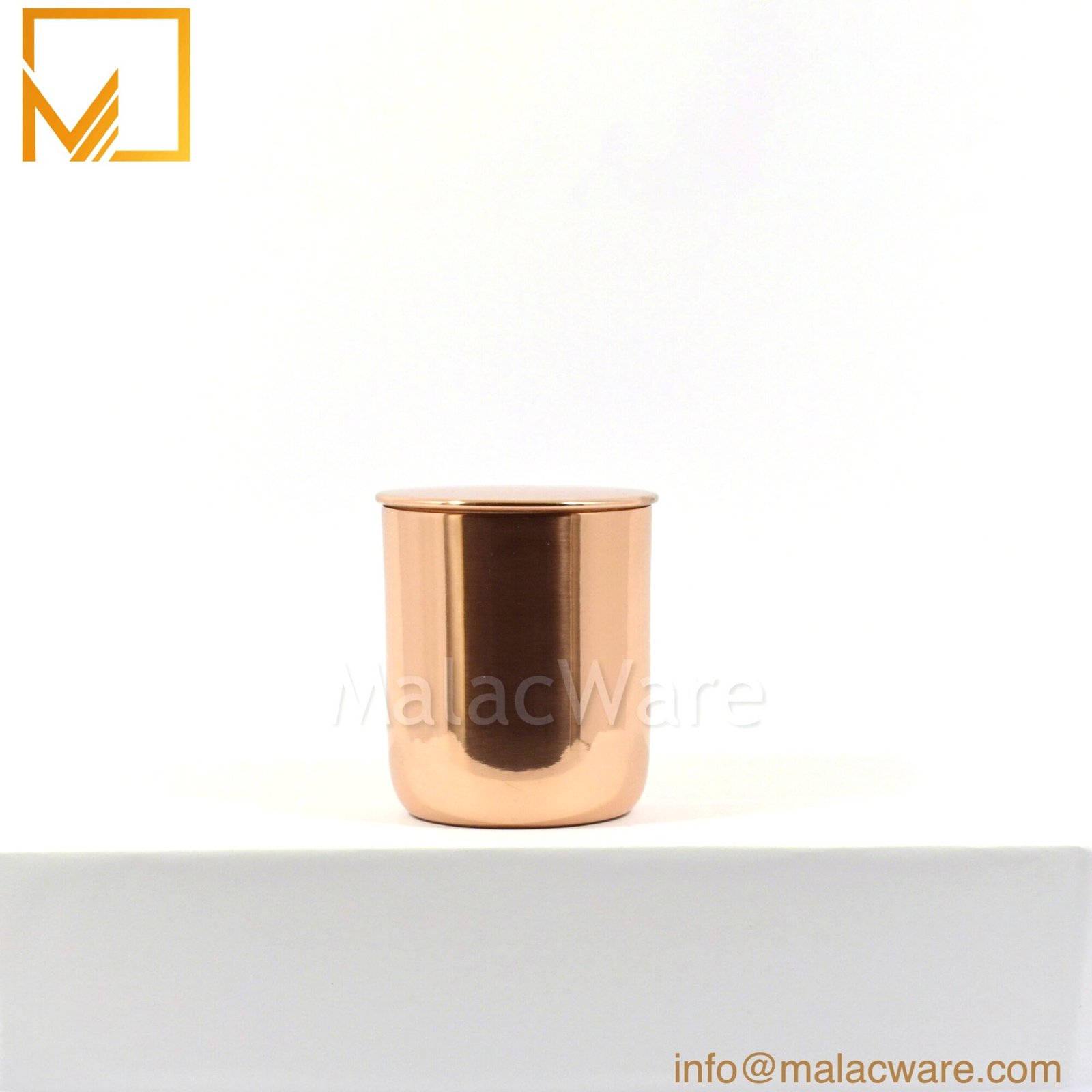 Gloss Rose Gold Round Base Candle Jar for 260 g Wax (9.2 oz) 2 M150034-RG gloss rose gold round base candle jar for 260 g wax, 7 x 8.3 cm, view 2