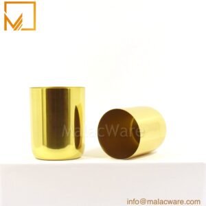 M150035-GD gloss gold round base candle jar for 300 g wax, 7.6 x 8.9 cm