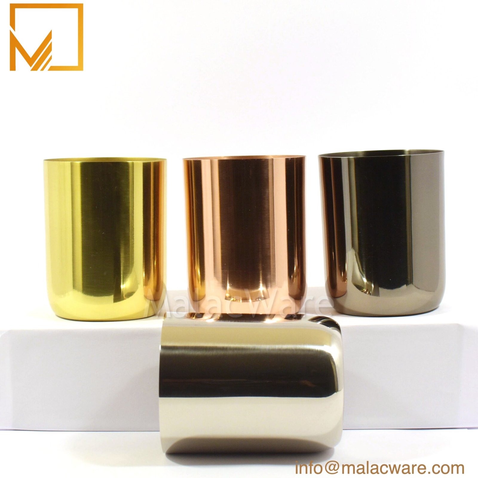 Gloss Rose Gold Round Base Candle Jar for 300 g Wax (10.6 oz) 2 M150035-RG gloss rose gold round base candle jar for 300 g wax, 7.6 x 8.9 cm, view 2
