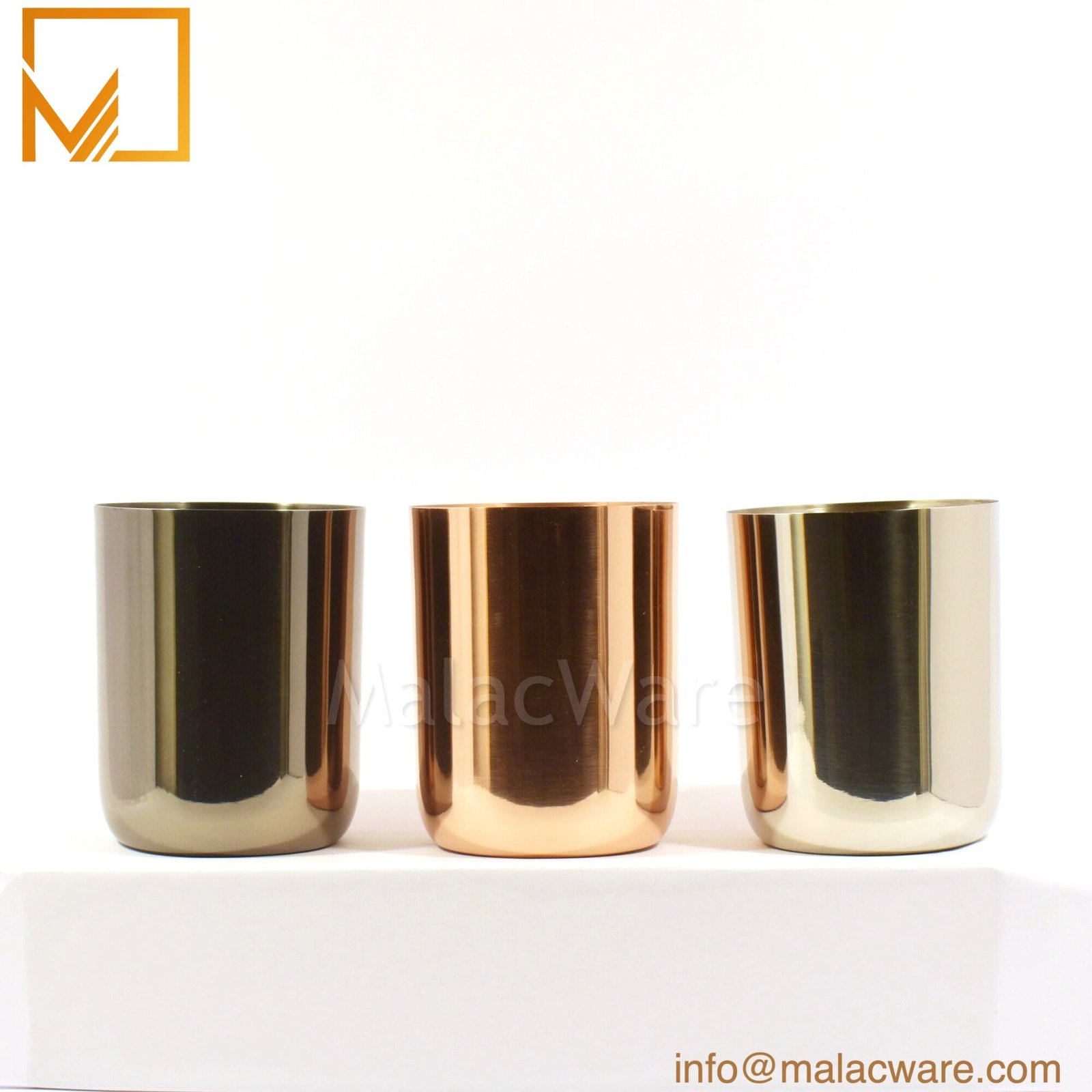 Gloss Rose Gold Round Base Candle Jar for 300 g Wax (10.6 oz) 4 M150035-RG gloss rose gold round base candle jar for 300 g wax, 7.6 x 8.9 cm, view 4