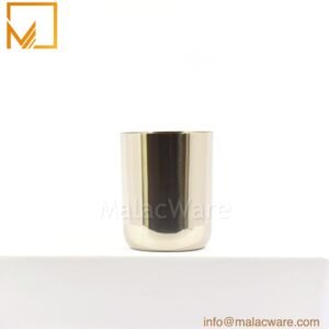M150035-SV polished stainless steel round base candle jar for 300 g wax, 7.6 x 8.9 cm