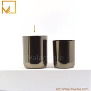 M150036-BK gloss black round base candle jar for 330 g wax, 8 x 10 cm