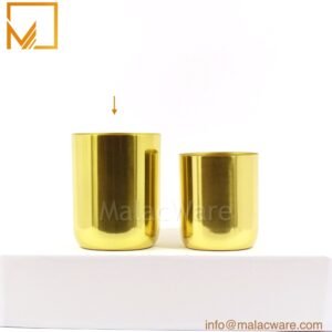 M150036-GD gloss gold round base candle jar for 330 g wax, 8 x 10 cm