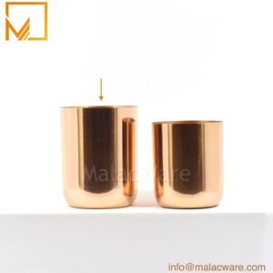 M150036-RG gloss rose gold round base candle jar for 330 g wax, 8 x 10 cm