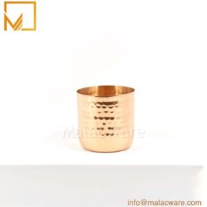 M150037-CU-HM hand hammered pure copper candle jar for 350 g wax, 8.6 x 8.4 cm
