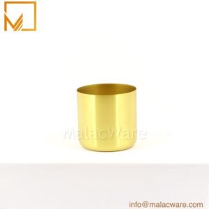 M150037-GD-MT matte gold wide round base candle jar for 350 g wax, 8.6 x 8.4 cm