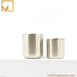 M150042-SV-MT matte stainless steel squircle base candle jar, 7.8 x 8.8 cm, 300 g wax