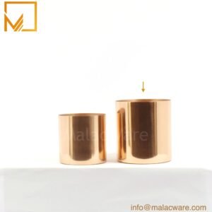 M150062-RG gloss rose gold flat base candle jar for 300 g wax, 8 x 8.6 cm