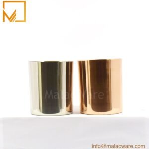 M150063-RG gloss rose gold flat base candle jar for 400 g wax, 8.5 x 10 cm