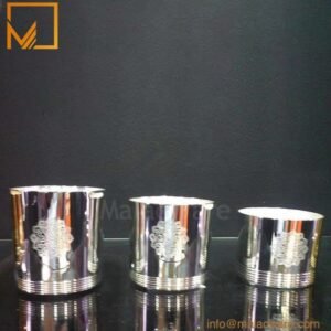 M150093-SV polished stainless steel tapered candle jar for 240 g wax, 8 x 7 cm