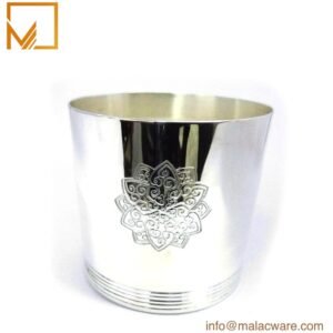 M150095-SV polished stainless steel tapered candle jar for 280 g wax, 8.2 x 8 cm