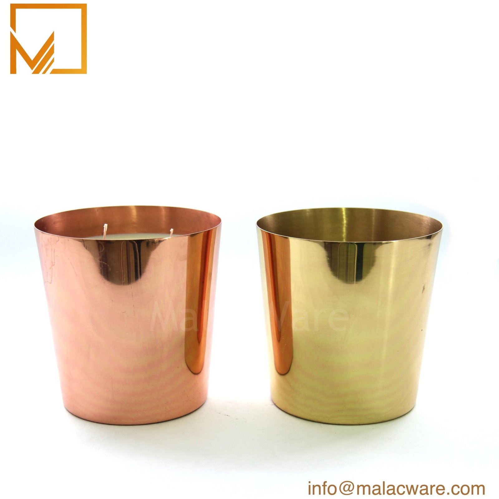 Gloss Gold Large Tapered Candle Jar for 1 kg Wax (35 oz) 3 M150096-GD gloss gold large tapered candle jar for 1 kg wax, 12.5 x 12.5 cm, view 3