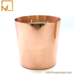 M150096-RG gloss rose gold large tapered candle jar for 1 kg wax, 12.5 x 12.5 cm