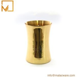 M150101-GD gloss gold concave candle jar for 200 g wax, 7.7 x 11.2 cm